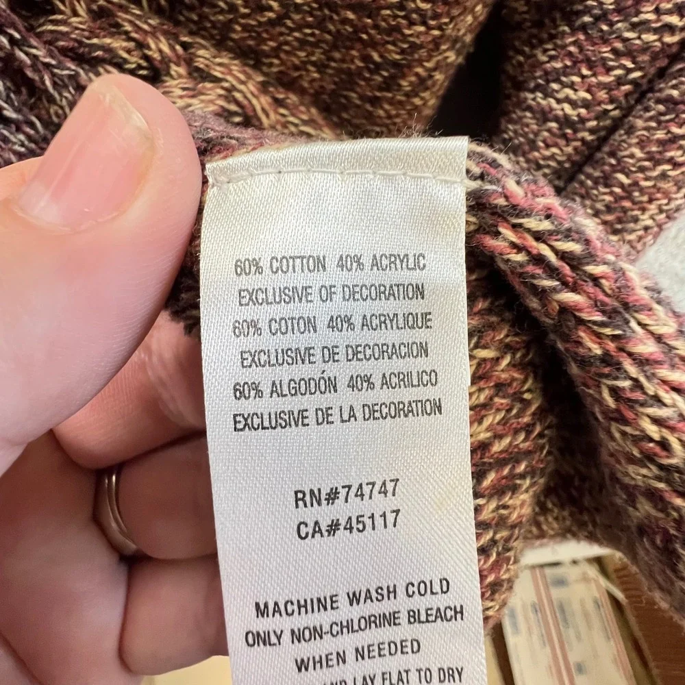 Bob Timberlake Large Maroon‎ Marled Knit Cardigan Button Cottagecore Boho Rustic